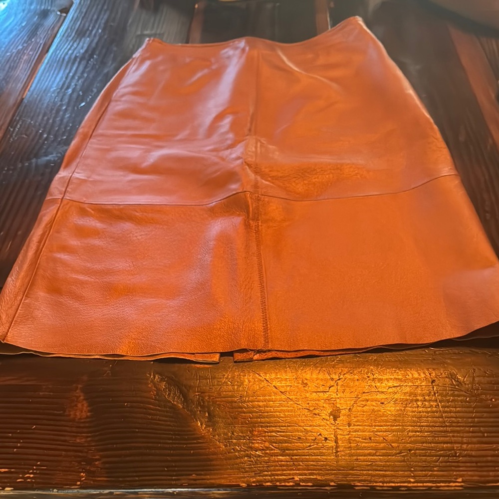 Clio Orange Pencil Skirt Knee-length Casual